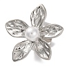 Flower Alloy Open Cuff Rings for Women RJEW-U028-01P-2