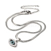 304 Stainless Steel Rhinestone Snake Chain Evil Eye Pendant Necklaces NJEW-K273-02P-3