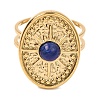 Oval with Sun Natural Lapis Lazuli Finger Rings RJEW-Q822-40G-02-2