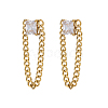 Square 304 Stainless Steel Pave Clear Cubic Zirconia Dangle Earring STAS-OY012-03G-1