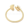 Footprint & Palm Brass Open Cuff Ring for Women RJEW-A040-03G-3