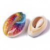 Printed Natural Cowrie Shell Beads X-SSHEL-R047-01-D02-3