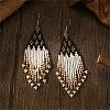 Bohemian Style Geometric Glass Seed Bead Handmade Tassel Dangle Earrings for Women RE9074-1-1