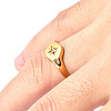 Flat Round with Star Pattern 304 Stainless Steel Micro Pave Clear Cubic Zirconia Finger Rings FS-WG7CEF6-02-3