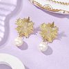 Brass Shell Pearl Stud Earrings for Women EJEW-JE06243-1