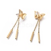 304 Stainless Steel Chain Tassel Earrings EJEW-M197-01-3