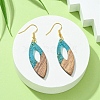 Two Tone Resin & Walnut Wood Horse Eye Dangle Earrings EJEW-JE05504-01-3