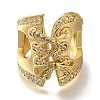 Rack Plating Shoelace Shape Brass Clear Cubic Zirconia Wide Open Cuff Rings RJEW-S411-14G-2