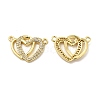 Brass Micro Pave Clear Cubic Zirconia Connector Charms KK-E068-VB065-1