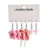 3 Styles Summer Flower & Lollipop & Mushroom Acrylic Dangle Earring Sets for Women EJEW-F336-01F-1