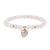 Natural Rose Quartz Round Beaded Stretch Bracelets BJEW-JB09727-03-1