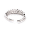 Clear Cubic Zirconia Heart Wrap Open Cuff Ring RJEW-I094-16P-3