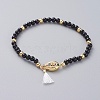 Natural Dyed & Heated Black Agate Stretch Charm Bracelets BJEW-JB04849-01-1