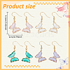 ANATTASOUL 4 Pairs 4 Colors Real 14K Gold Plated Cubic Zirconia Butterfly Dangle Earrings EJEW-AN0003-82-2