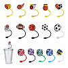 DICOSMETIC 15Pcs 15 Styles Sports Theme Ball Silicone Straw Caps AJEW-DC0001-45-1