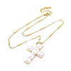 Cross 304 Stainless Steel & Plastic Pearl Pendant Necklaces for Women NJEW-U032-12G-4