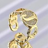 Brass Micro Pave Clear Cubic Zirconia Open Cuff Rings for Women RJEW-K289-02G-J-1