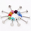 316 Surgical Stainless Steel Rhinestone Round Ball Threadless Labrets WG0410F-05-4