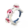 Acrylic Double Dragon Eye Open Cuff Ring RJEW-H111-02-1