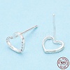 925 Sterling Silver Hollow Heart Stud Earrings STER-T005-07-1