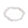 Natural Quartz Crystal Rock Crystal Chip Beaded Stretch Bracelets for Women Men BJEW-JB10665-02-1