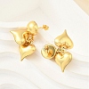 Heart 304 Stainless Steel Dangle Stud Earrings EJEW-A125-48G-2