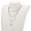 Brass Micro Pave Clear Cubic Zirconia Pendant Necklaces & Paperclip Chain Necklaces Set NJEW-JN03354-01-3