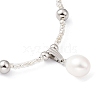 Natural Pearl Pendant Necklace with Glass Beaded Chains NJEW-M201-01A-2