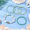 5Pcs 4 Styles Glass Seed Beaded Bracelet Set & 1 Pcs Shell Beads Bracelets BJEW-TA00587-02-1