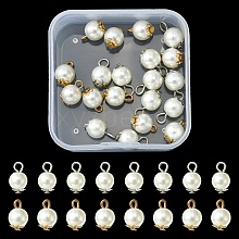 20Pcs 2 Colors Resin Imitation Pearl Round Charms RESI-YW0001-42