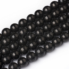 Natural Shungite Beads Strands G-I271-C03-10mm