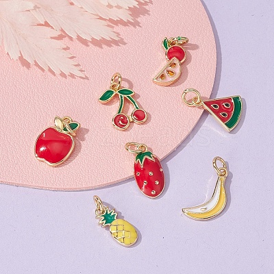 7Pcs 7 Style Brass Enamel Charms KK-YW0001-34-1