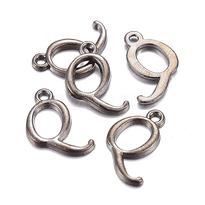Gunmetal Plated Alloy Letter Pendants PALLOY-P097-03-Q-1