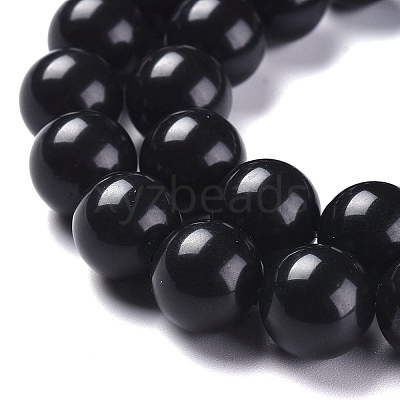 Natural Black Stone Beads Strands G-I288-A02-12mm-1
