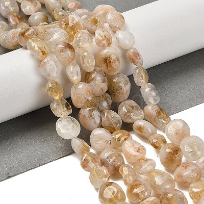 Natural Yellow Lodolite Quartz Beads Strands G-P497-01E-39B-1