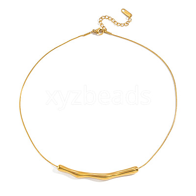 304 Stainless Steel Twisted Curved Bar Pendant Necklaces for Women SJ7114-1-1