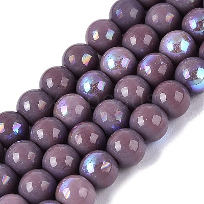 Electroplate Opaque Glass Beads Strands EGLA-Q132-6MM-01C-19-1