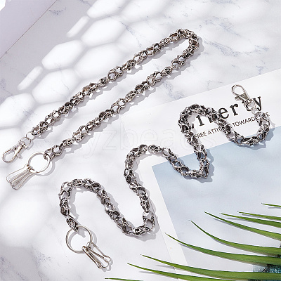 2Pcs 2 Style Zinc Alloy Skull Link Chain Waist Belt AJEW-AR0001-75-1