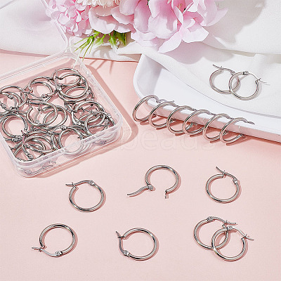 40Pcs 304 Stainless Steel Hoop Earrings for Women EJEW-ME0001-11-1