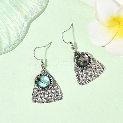 Paua Shell and 304 Stainless Steel Dangle Earrings EJEW-JE07471-01-1