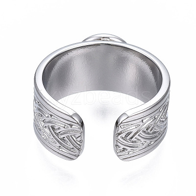 304 Stainless Steel Open Cuff Finger Ring Cabochon Settings STAS-T060-05-M-1