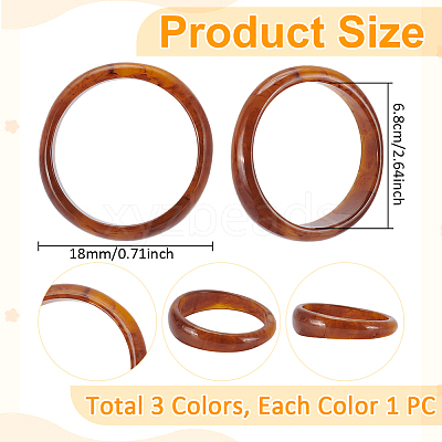 3Pcs 3 Colors Acrylic Bangles BJEW-UN0001-72C-1