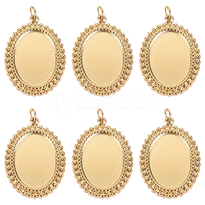 6Pcs 304 Stainless Steel Pendant Cabochon Settings STAS-BBC0004-68G-1