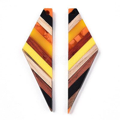 Transparent Resin & Walnut Wood Big Pendants RESI-TAC0017-52-B01-1
