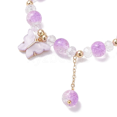 Alloy Acrylic Butterfly Charm Bracelets BJEW-JB12761-1