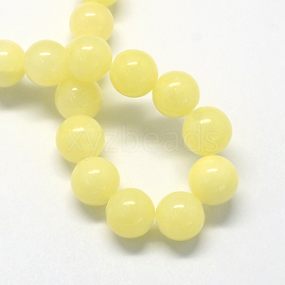 Natural Dyed Yellow Jade Gemstone Bead Strands X-G-R271-8mm-Y06-1