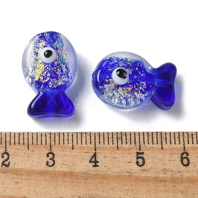 Handmade Foil Lampwork Fish Beads FOIL-Z001-01-1