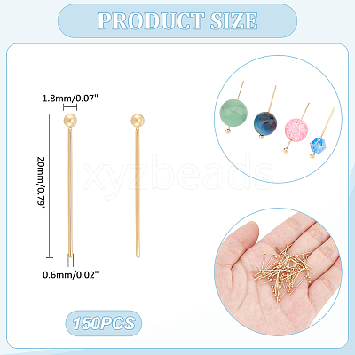 150Pcs 304 Stainless Steel Ball Head Pins STAS-UN0058-93C-G-1
