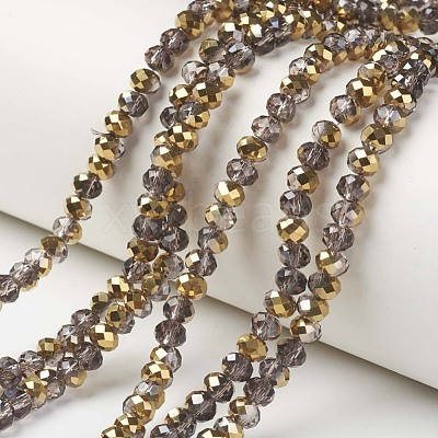 Electroplate Transparent Glass Beads Strands EGLA-A034-T6mm-O18-1