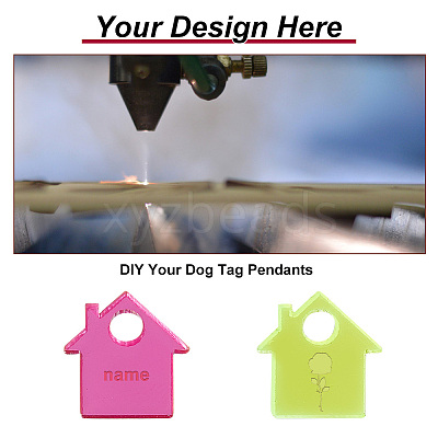 40Pcs 5 Colors Transparent Blank Acrylic Pet Dog ID Tag PALLOY-AB00047-1